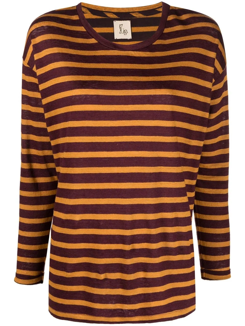 Stripe-Print Linen T-Shirt