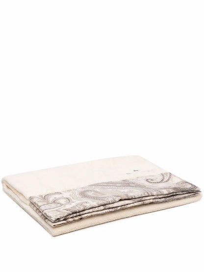 Paisley-Print Embroidered-Logo Towel