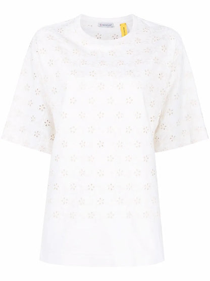 Broderie Anglaise Round-Neck T-Shirt