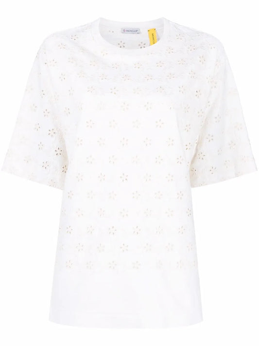 Broderie Anglaise Round-Neck T-Shirt
