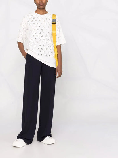 Broderie Anglaise Round-Neck T-Shirt