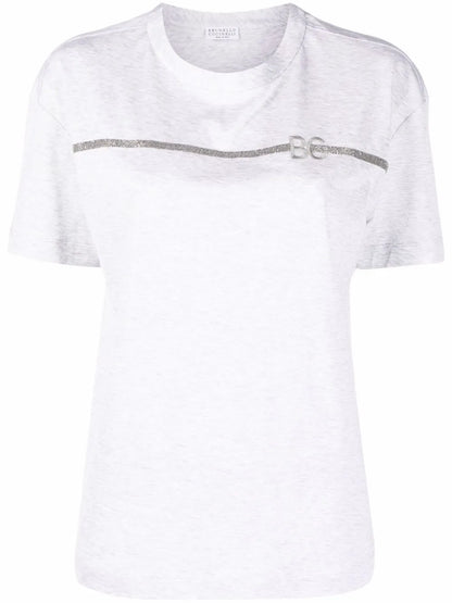 Monili-Chain Embroidered-Logo T-Shirt