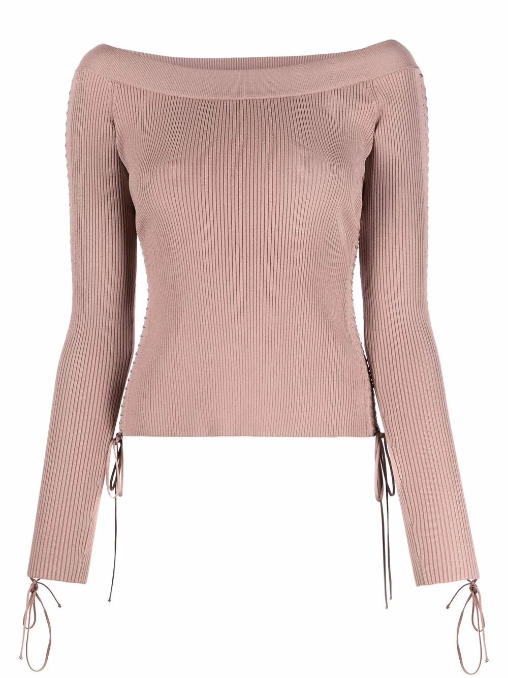 Lace-Detail Knitted Wide-Neck Top