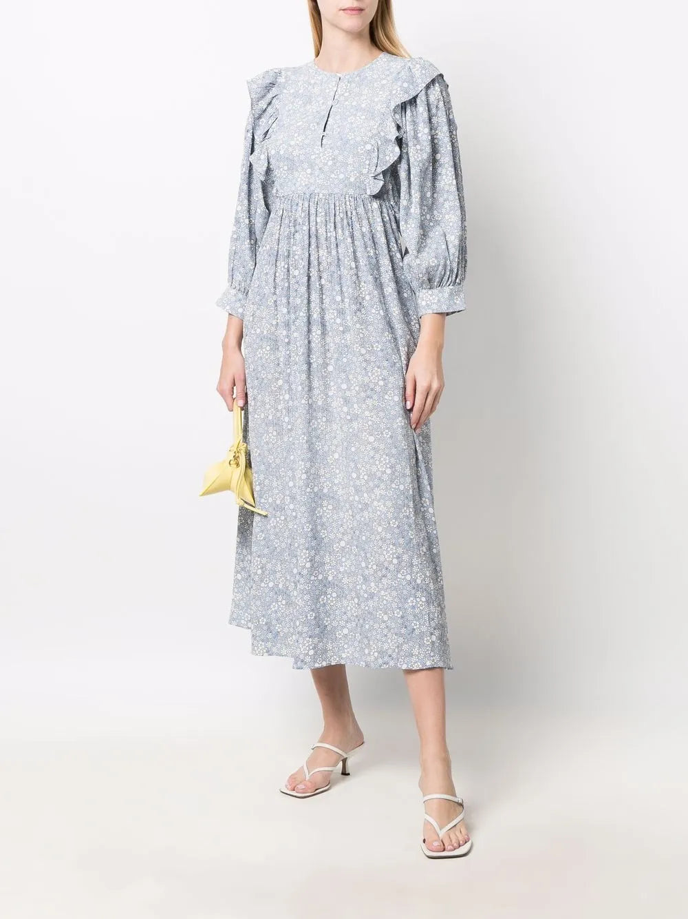 Floral-Print Ruffle Midi Dress