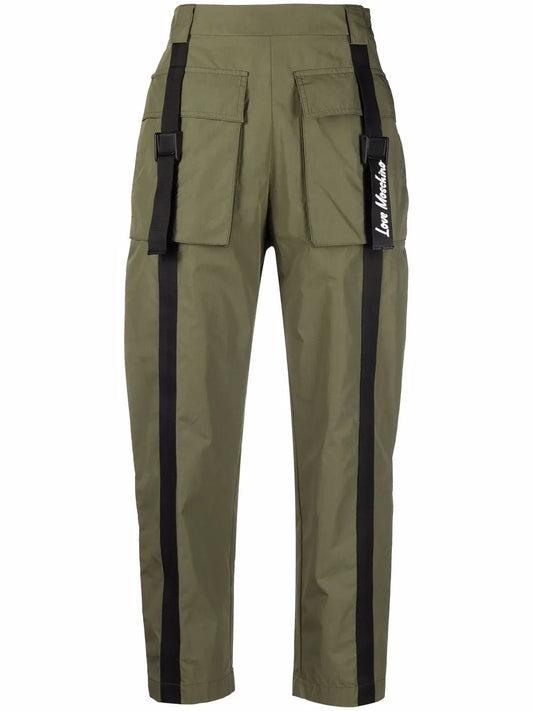 Flap-Pockets Cotton-Blend Parachute Trousers