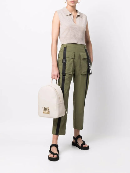 Flap-Pockets Cotton-Blend Parachute Trousers