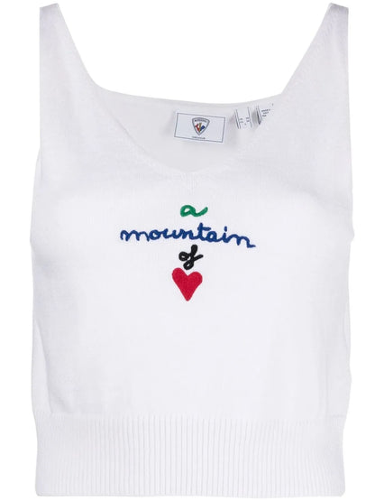Embroidered Knitted Crop-Top