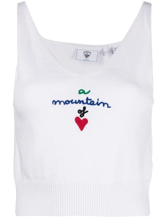 Embroidered Knitted Crop-Top