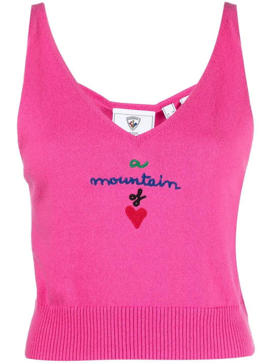 Embroidered Knitted Crop-Top