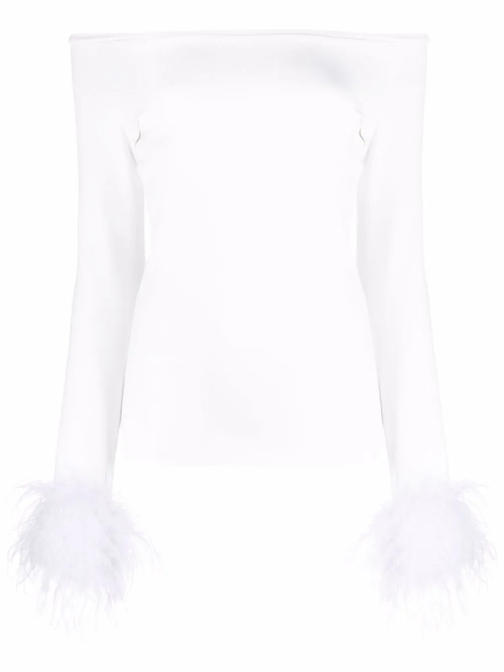 Feather Cuffs Off-Shoulder Top