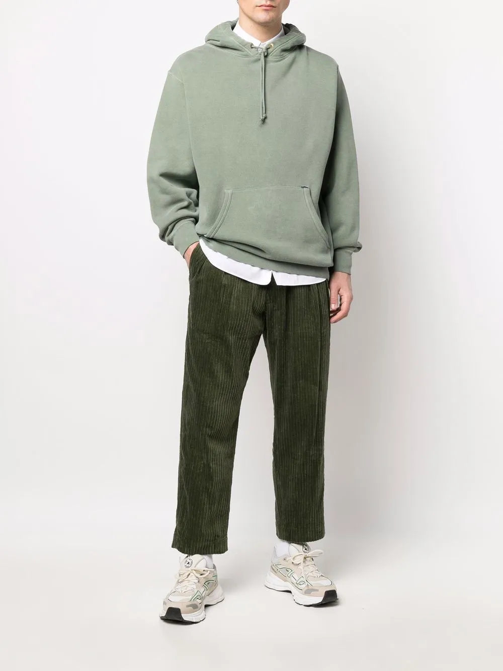 Drawstring-Fastening Hoodie