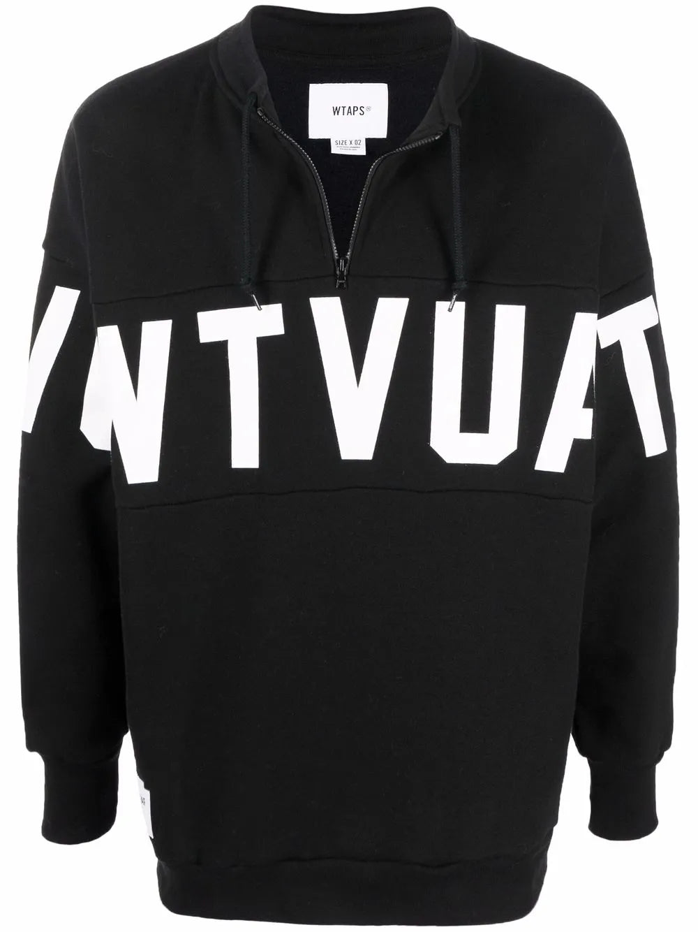Stencil-Print Mid-Zip Sweatshirt