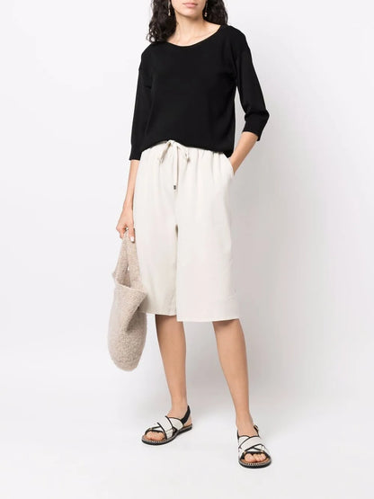 Fine-Knit Short-Sleeve Top