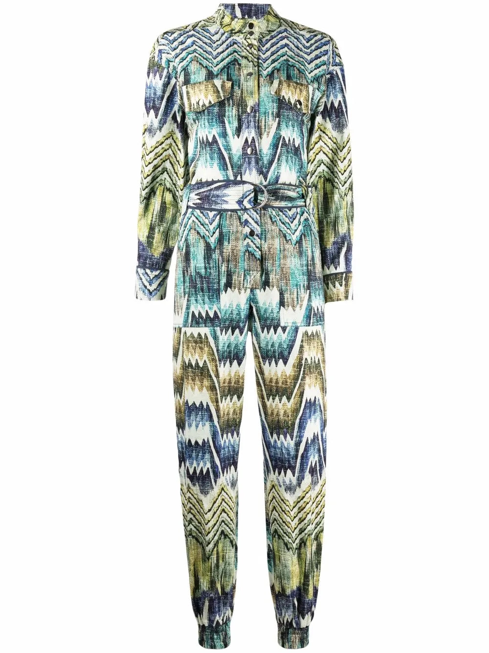 Patterned Belted Jumpsuit