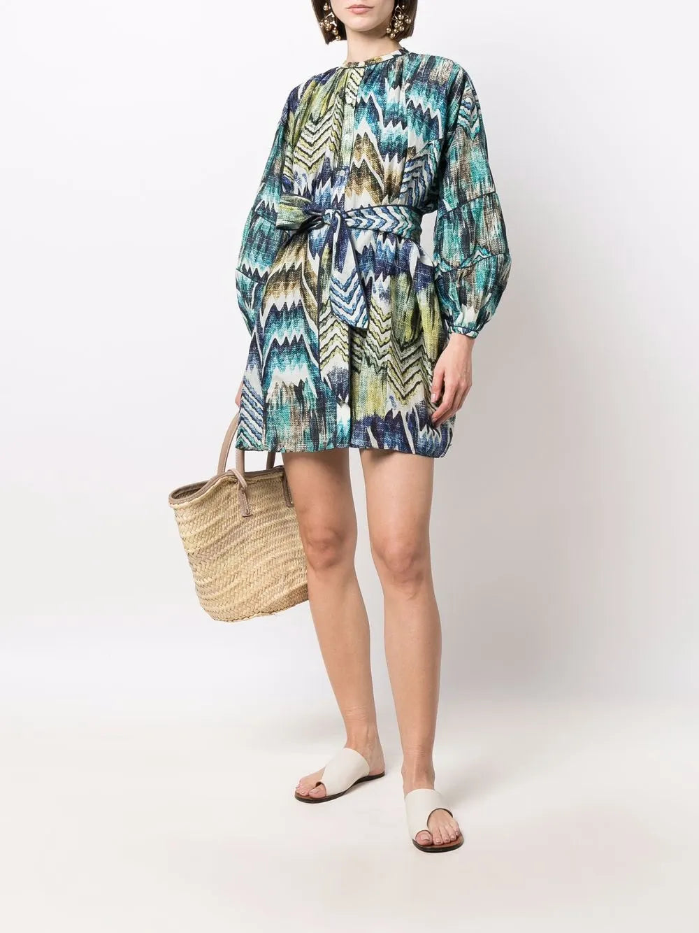 Patterned Tie-Fastening Dress