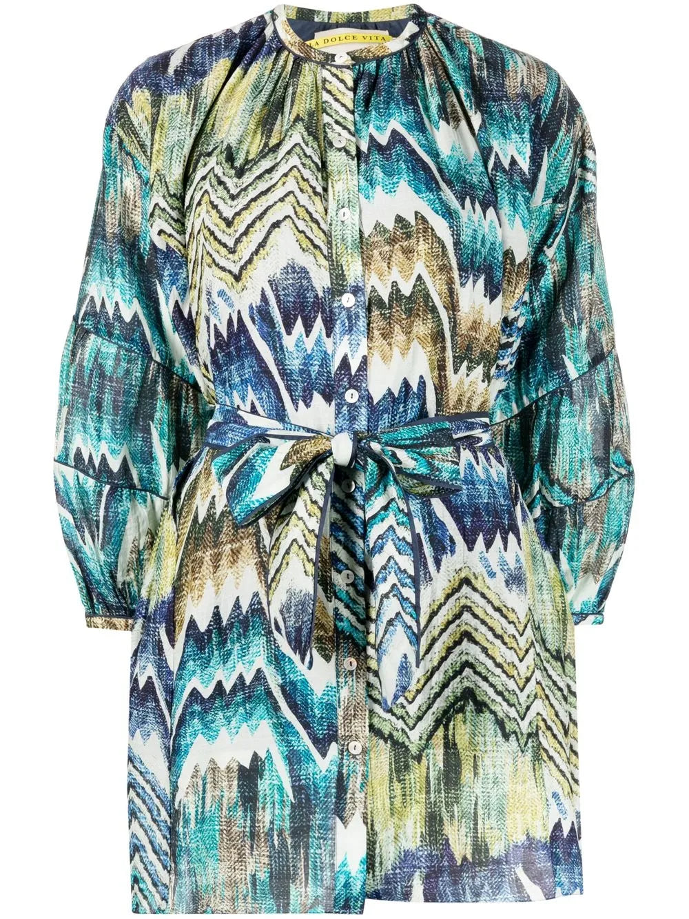 Patterned Tie-Fastening Dress