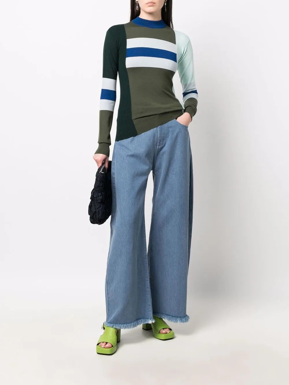 Stripe-Print Colour-Block Jumper