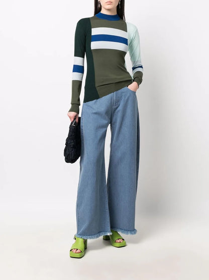 Stripe-Print Colour-Block Jumper