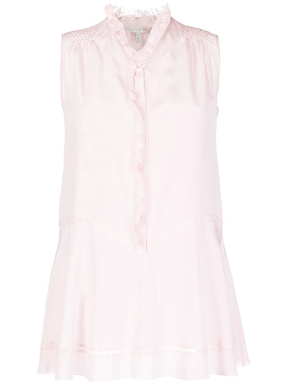 Silk Ruffle-Detail Sleeveless Blouse