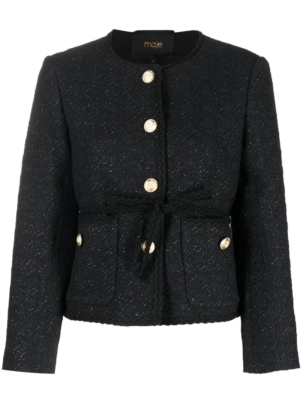Metallic-Thread Tweed Jacket