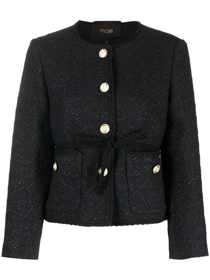 Metallic-Thread Tweed Jacket