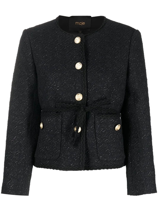 Metallic-Thread Tweed Jacket
