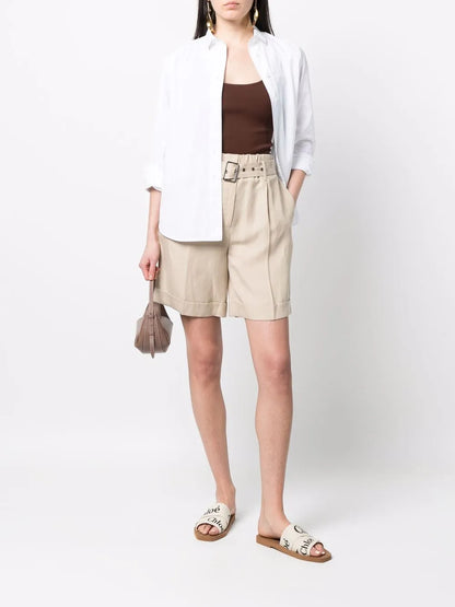 Belted-Waist Shorts