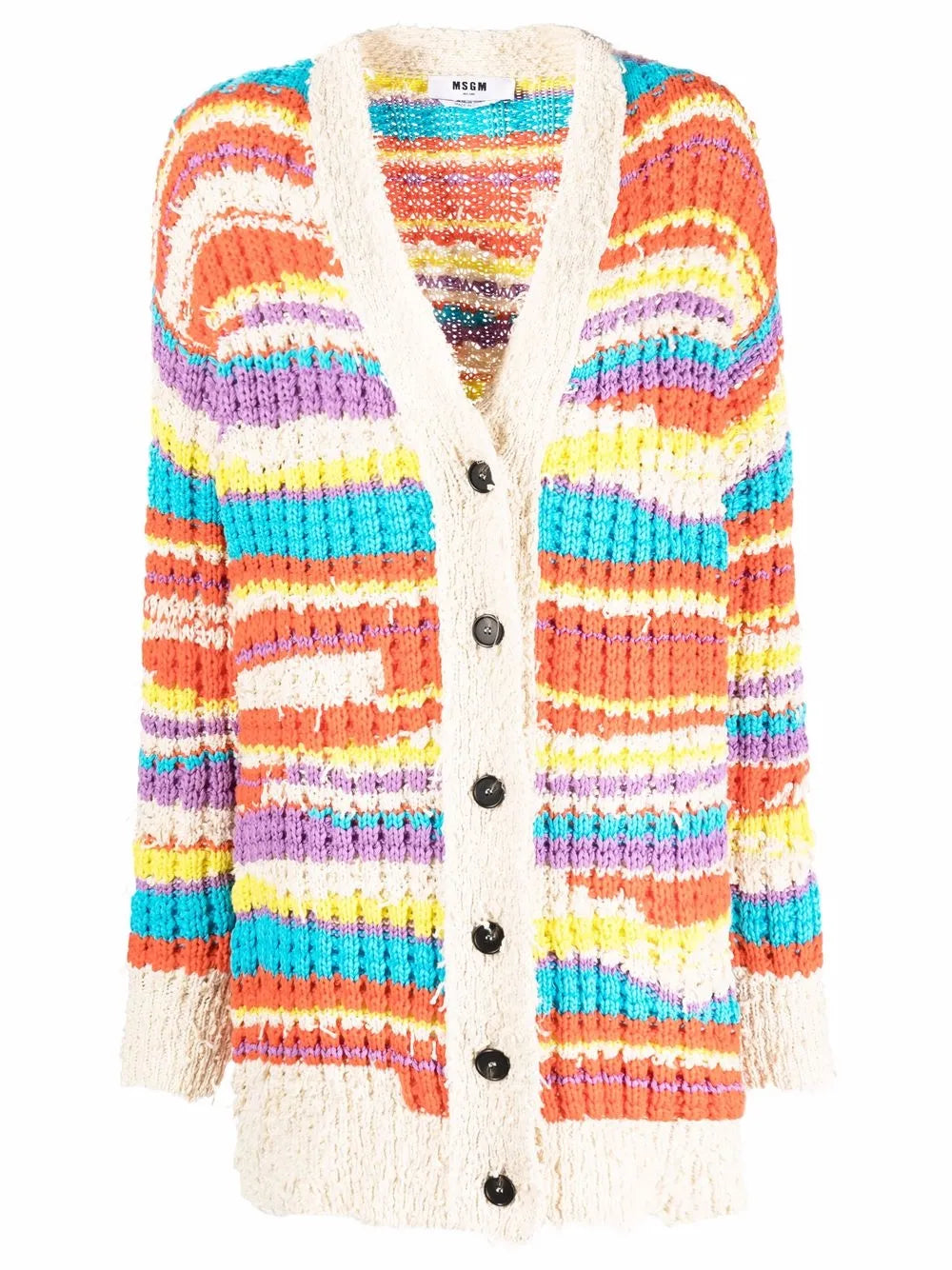 Striped Chunky Knit Cardigan
