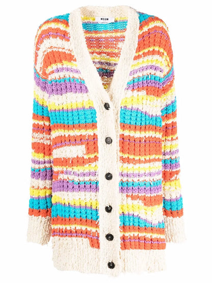 Striped Chunky Knit Cardigan