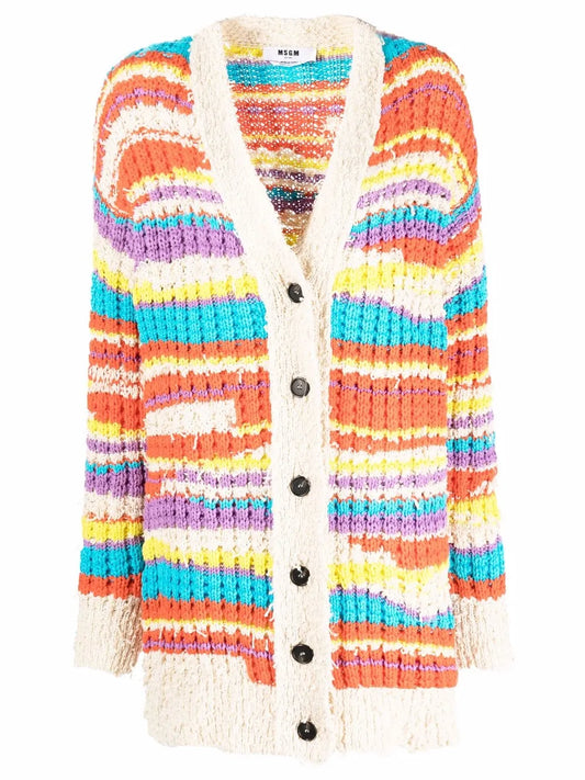 Striped Chunky Knit Cardigan