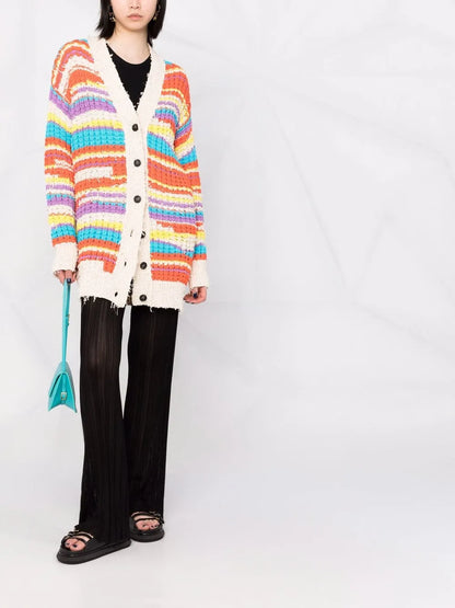 Striped Chunky Knit Cardigan