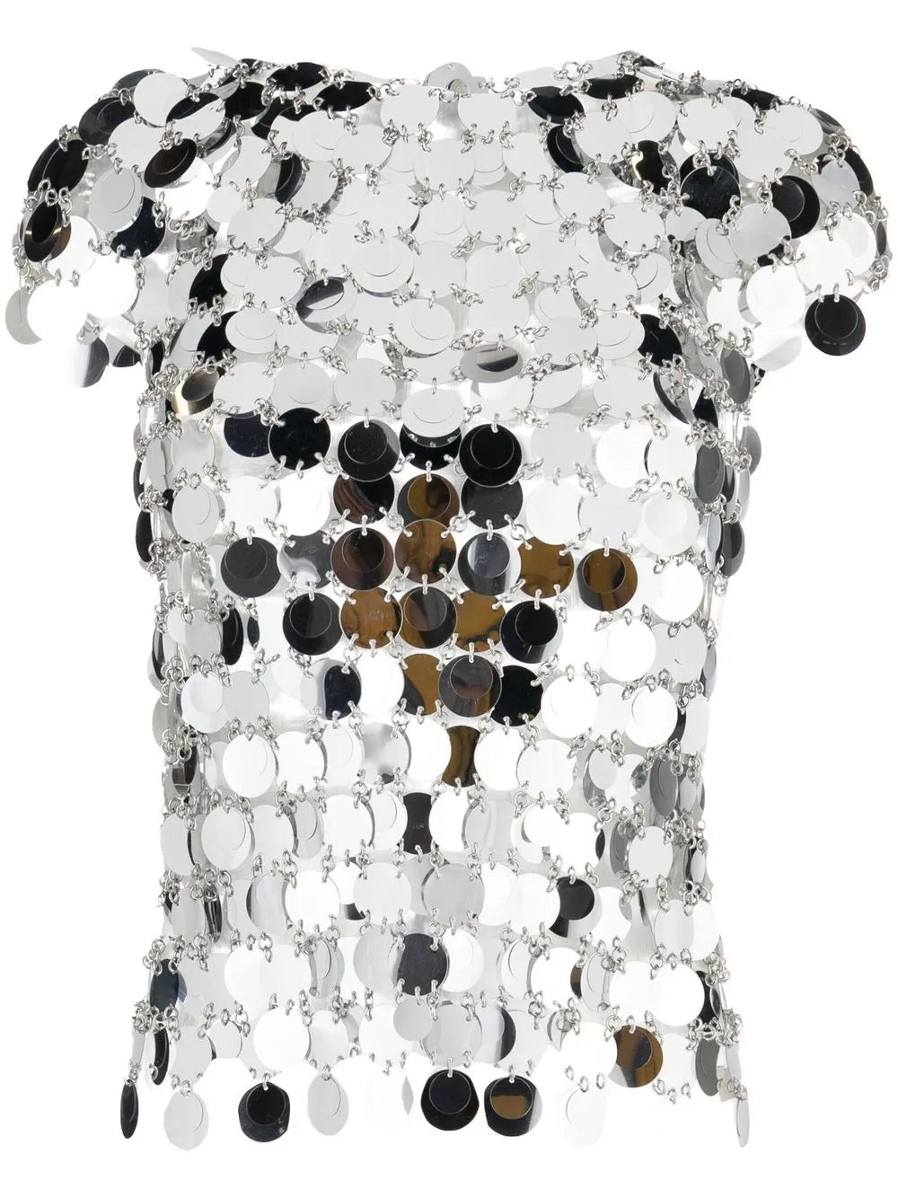 Metallic-Disks Short-Sleeved Top