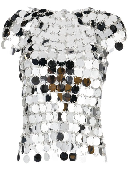 Metallic-Disks Short-Sleeved Top
