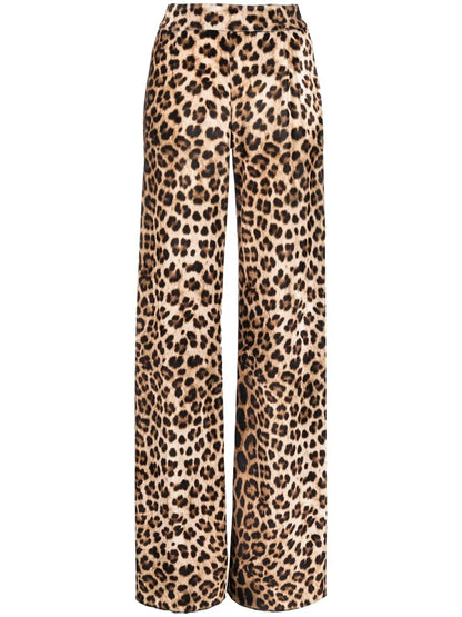 Leopard-Print Flared Trousers