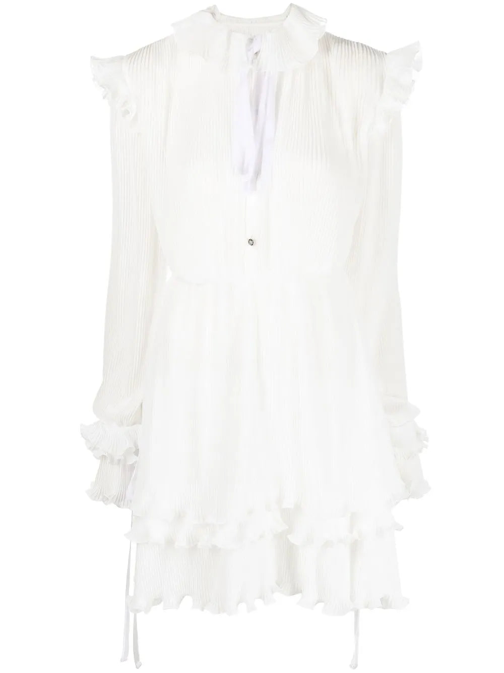 Ruffled Plissé Midi Dress