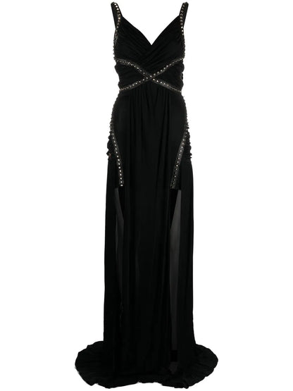 Stud-Detailed Floor-Length Dress