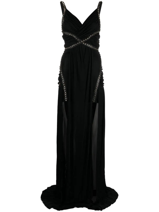 Stud-Detailed Floor-Length Dress
