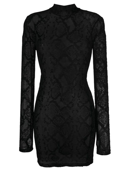 Snakeskin-Print Sheer Dress