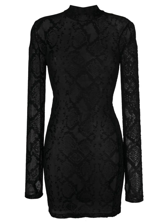 Snakeskin-Print Sheer Dress