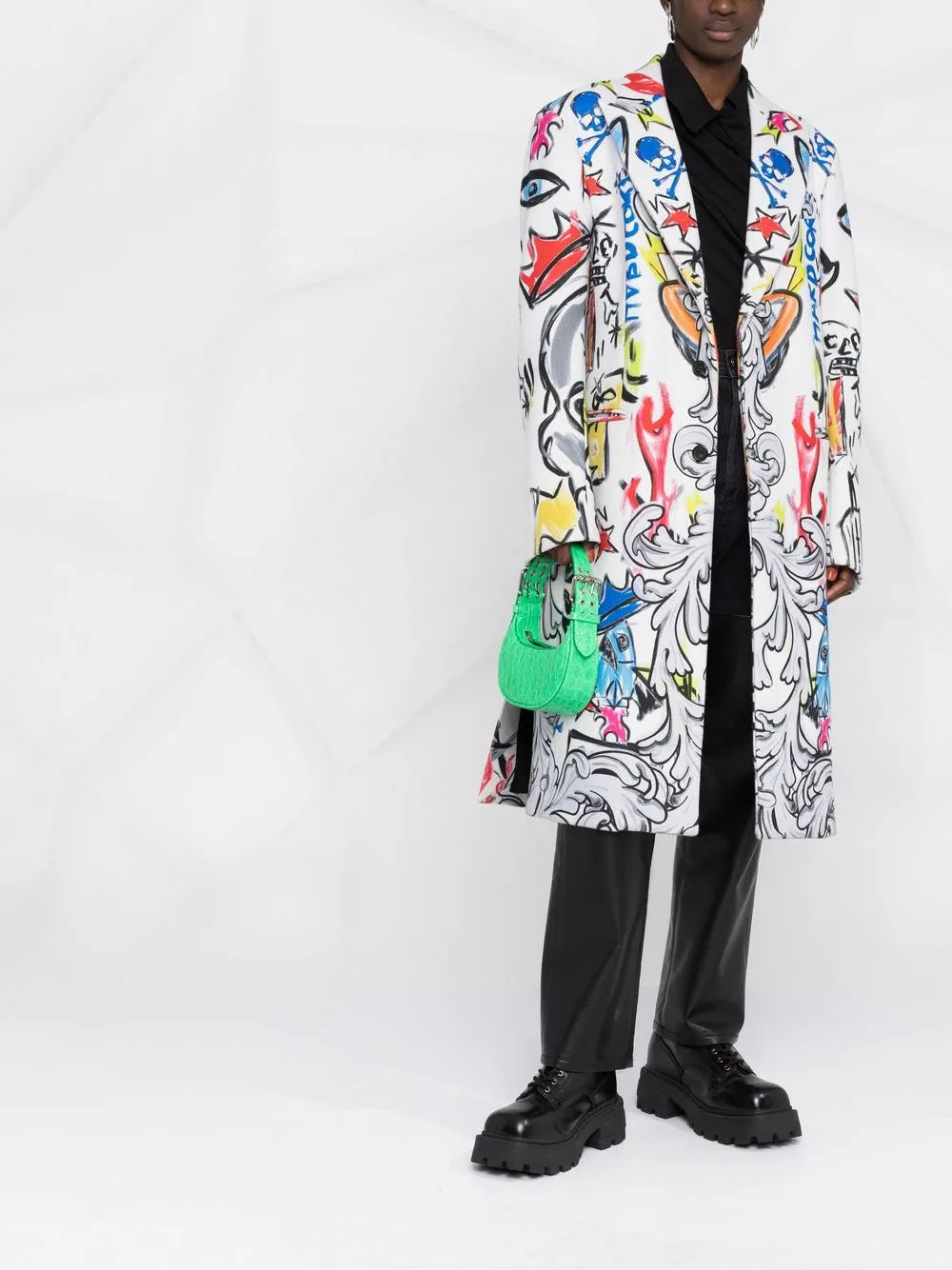 Agnelli Graffiti-Print Single-Breasted Coat