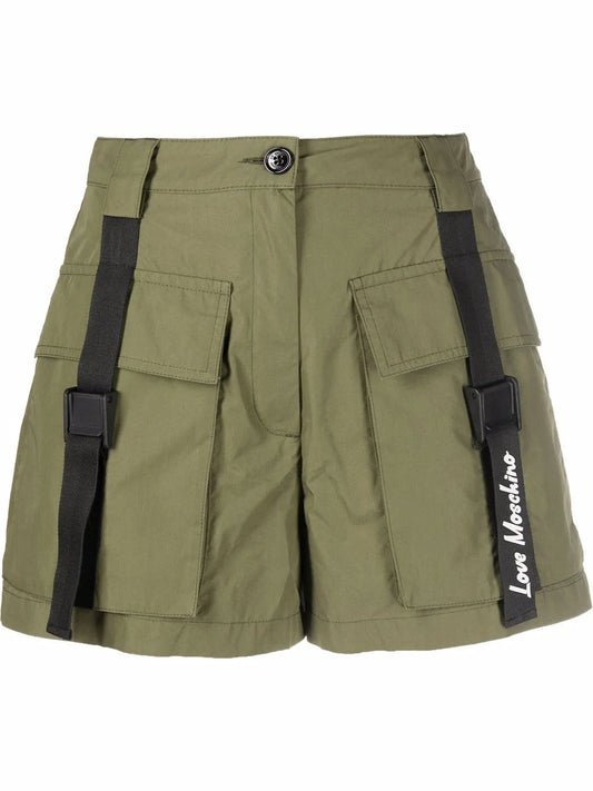 Logo-Tape Pleated Shorts