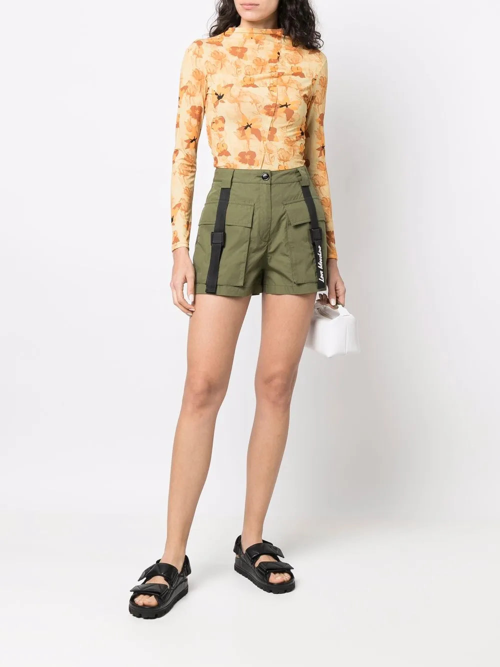 Logo-Tape Pleated Shorts