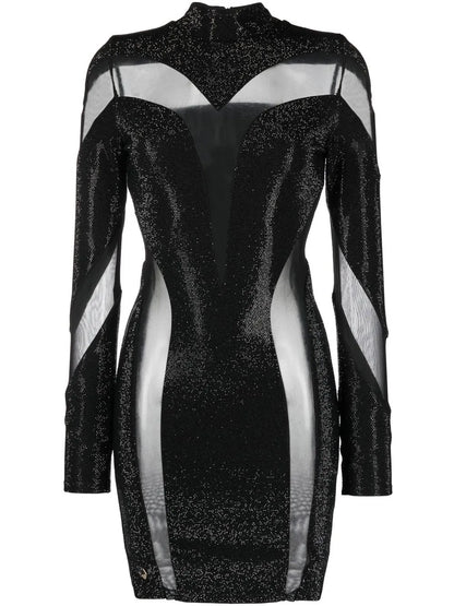 Crystal-Embellished Panelled Dress