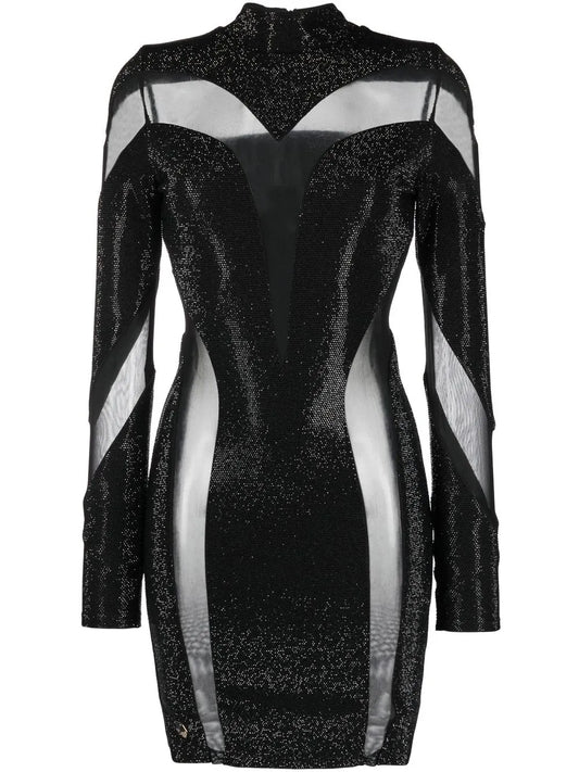 Crystal-Embellished Panelled Dress