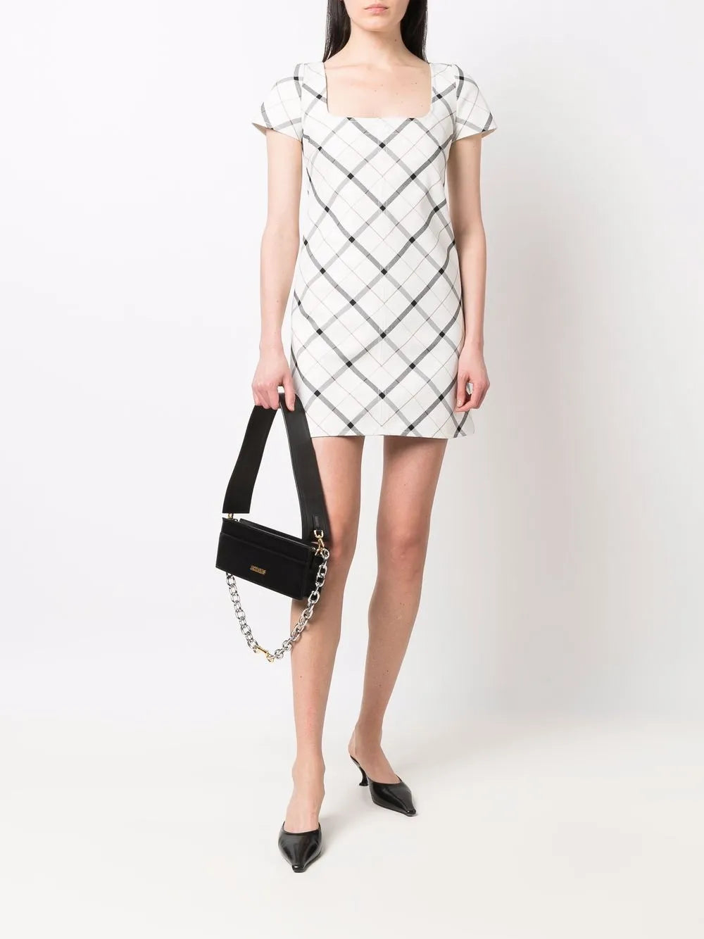 Diamond-Check Short-Sleeve Dress