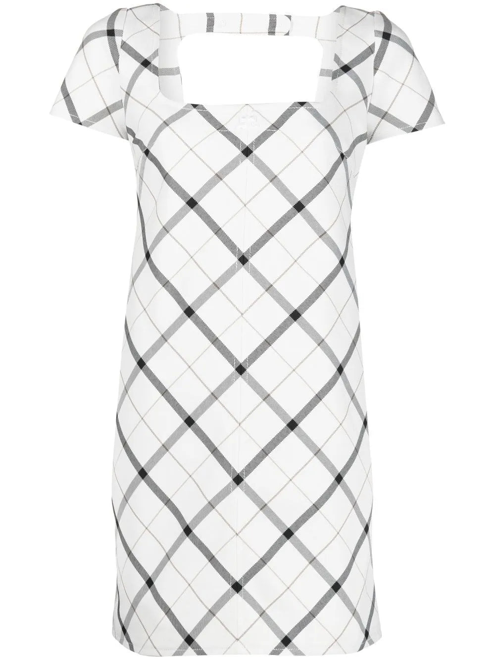 Diamond-Check Short-Sleeve Dress