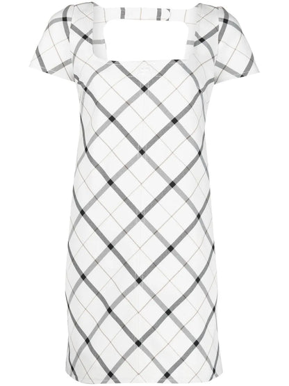 Diamond-Check Short-Sleeve Dress