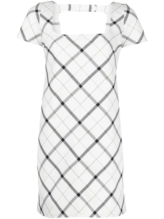 Diamond-Check Short-Sleeve Dress