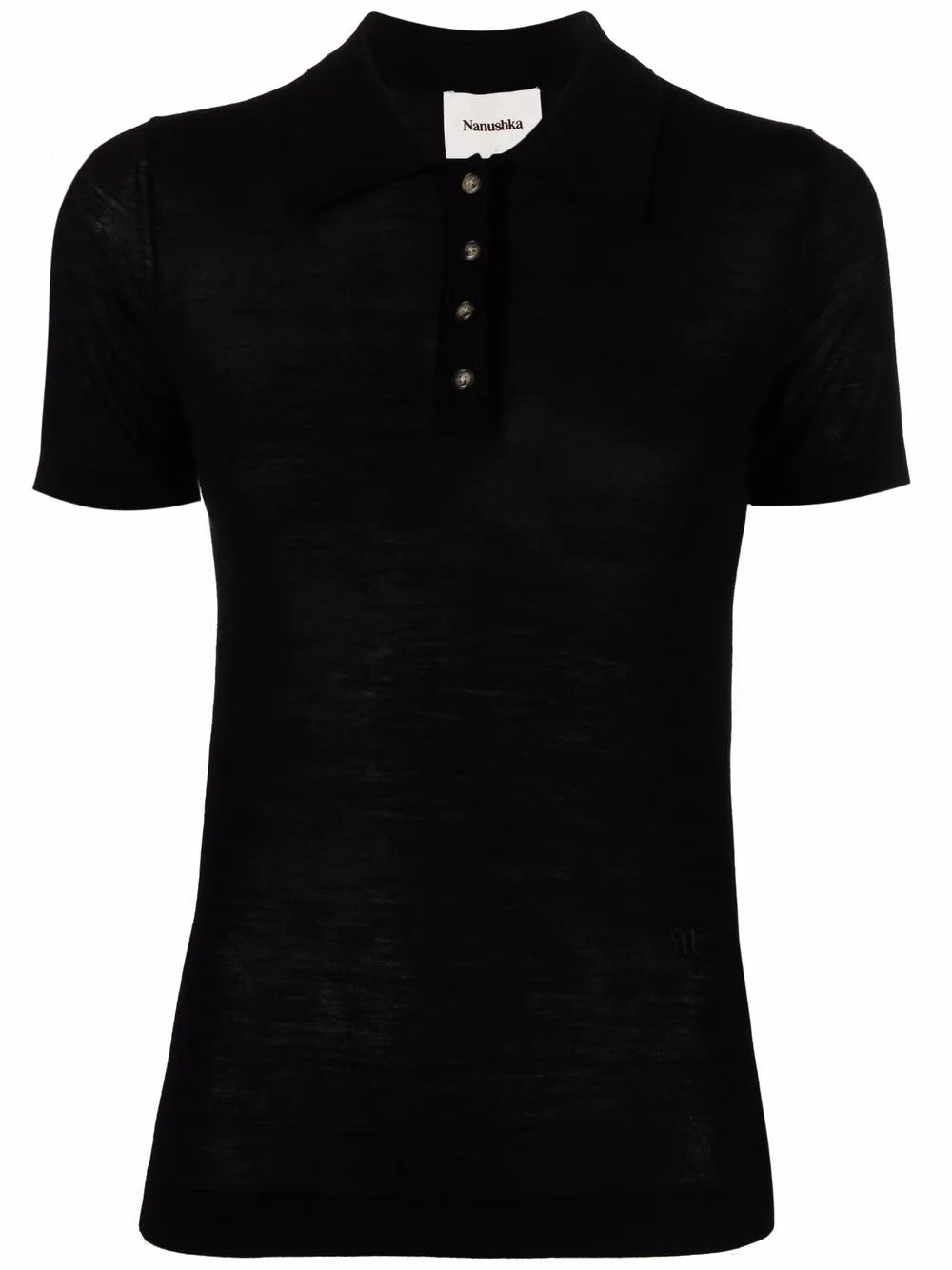 Semi-Sheer Knitted Polo Shirt