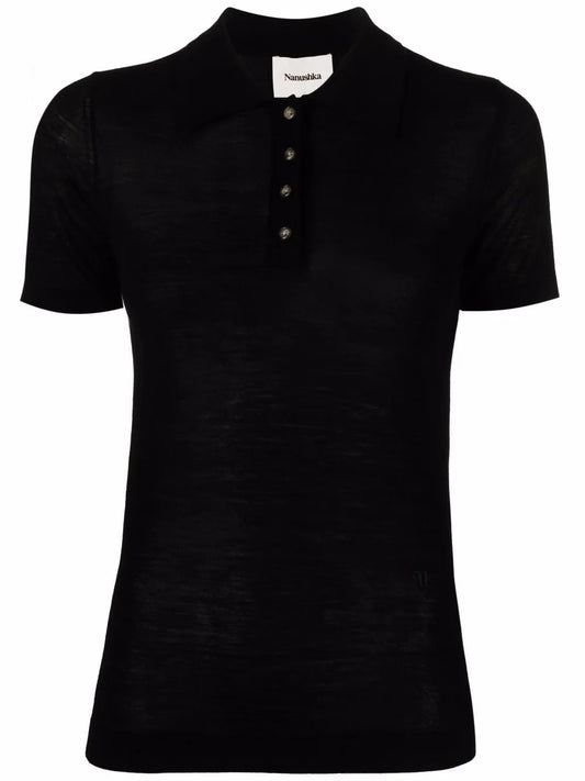 Semi-Sheer Knitted Polo Shirt